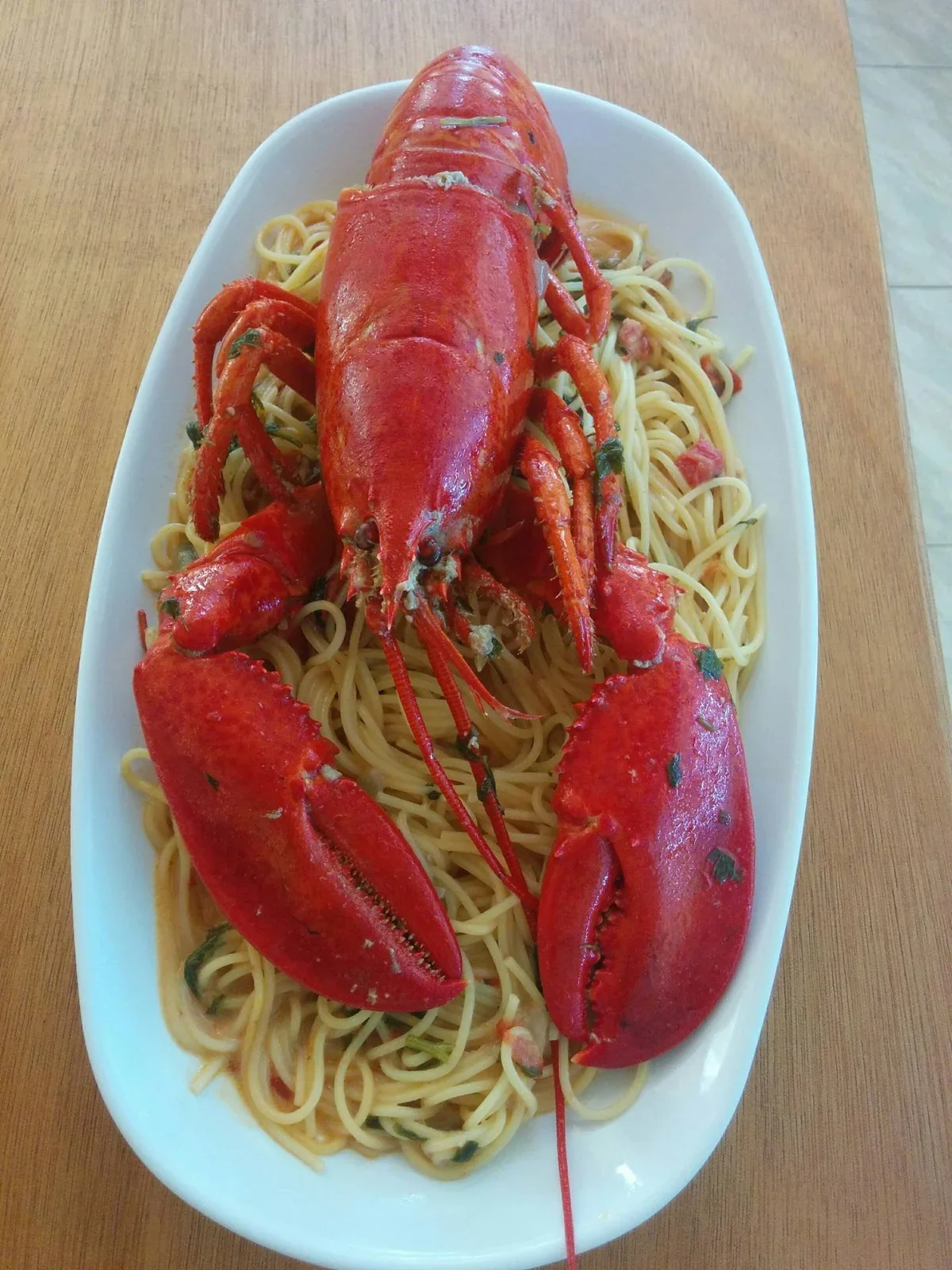 Lobster spaghetti, a celebration dish in Cretan fish tavernas