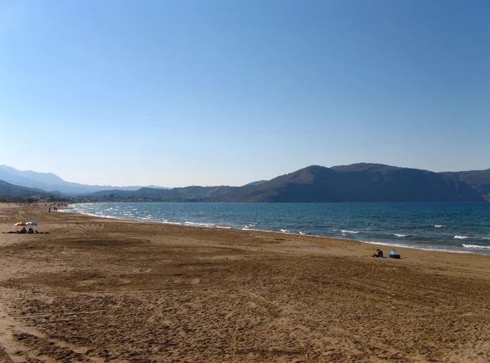 The long sandy coast west of Petres, toward Episkopi and Georgioupolis