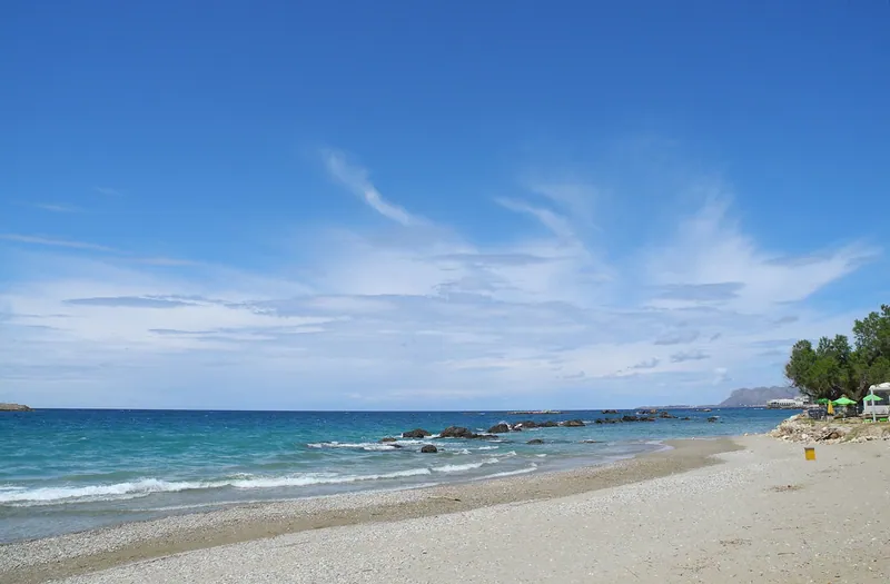 Open sandy shoreline at Kladissos Beach, Chania