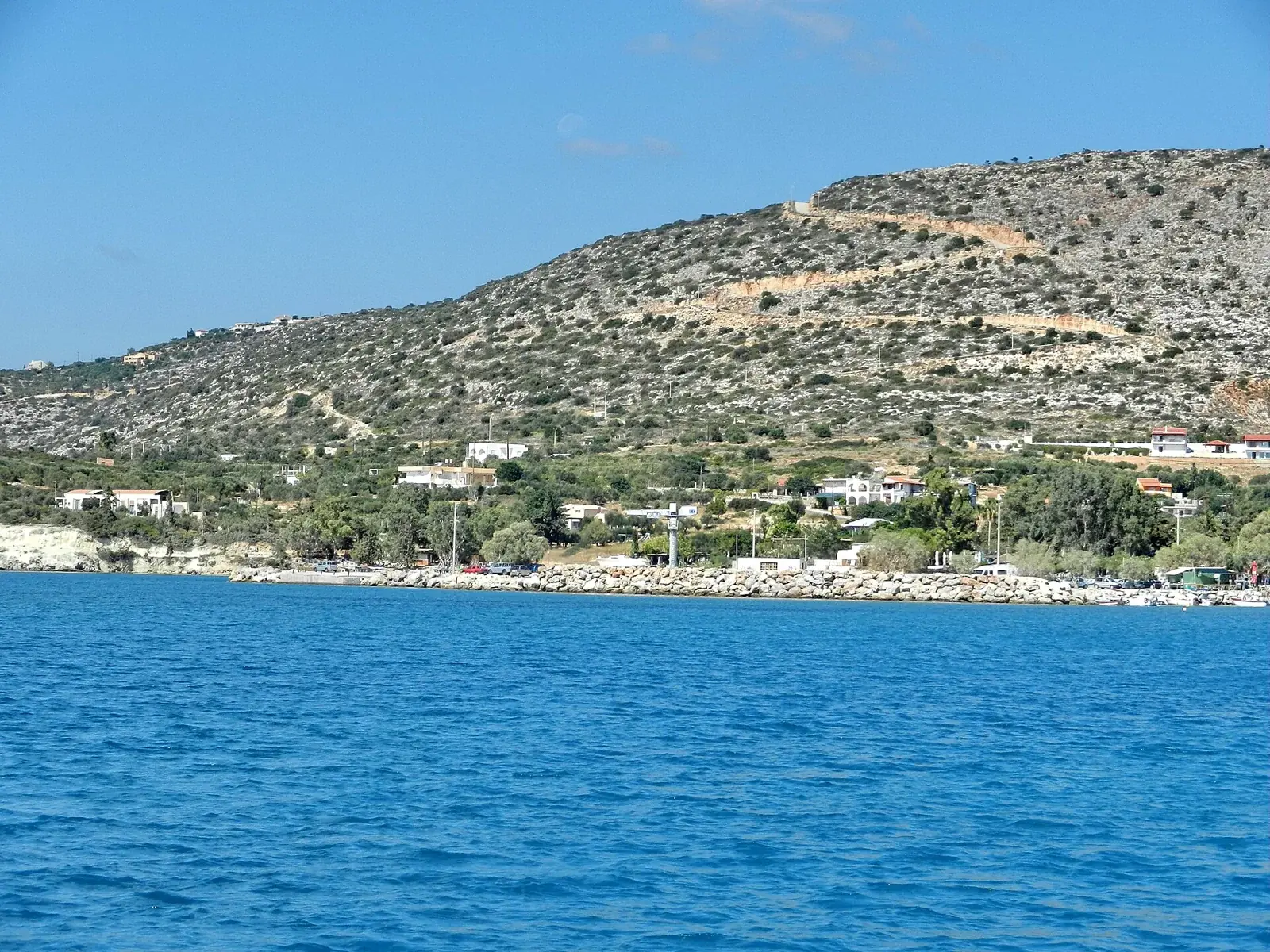 Marathi bay from the sea, next to Loutraki