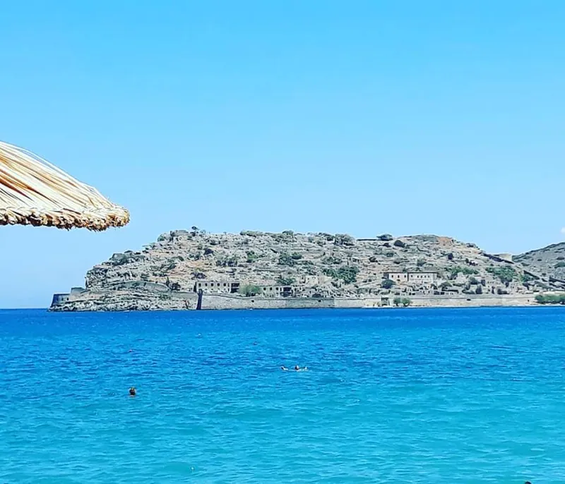 Spinalonga island seen from the Plaka seafront, Crete