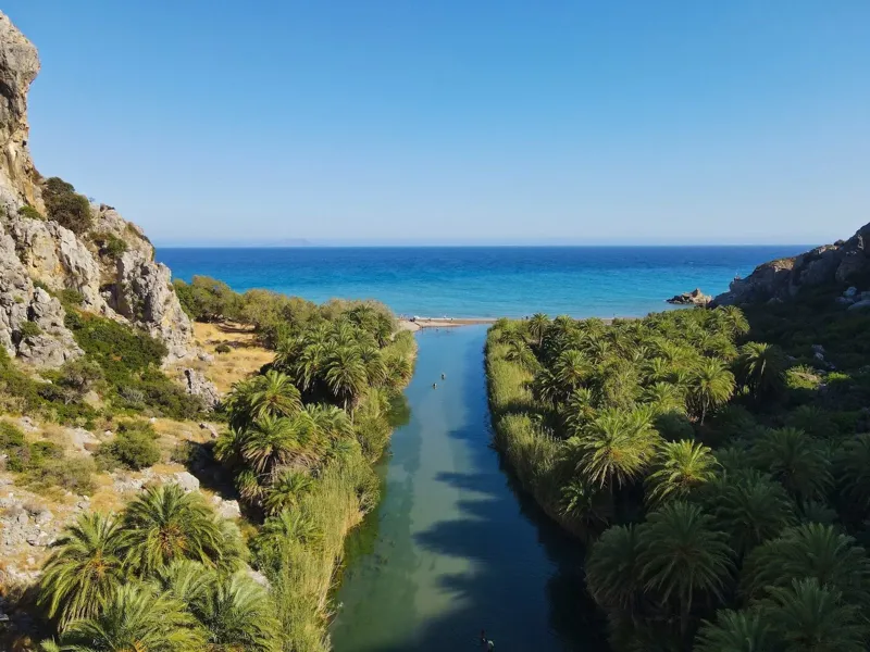 La playa de las palmeras de Preveli, a unos 3 km al oeste