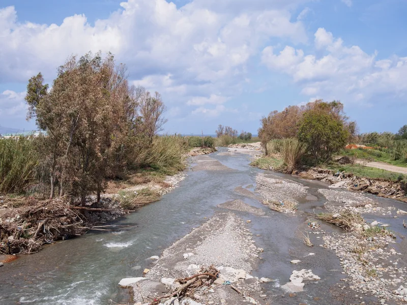 The Tavronitis river near the beach